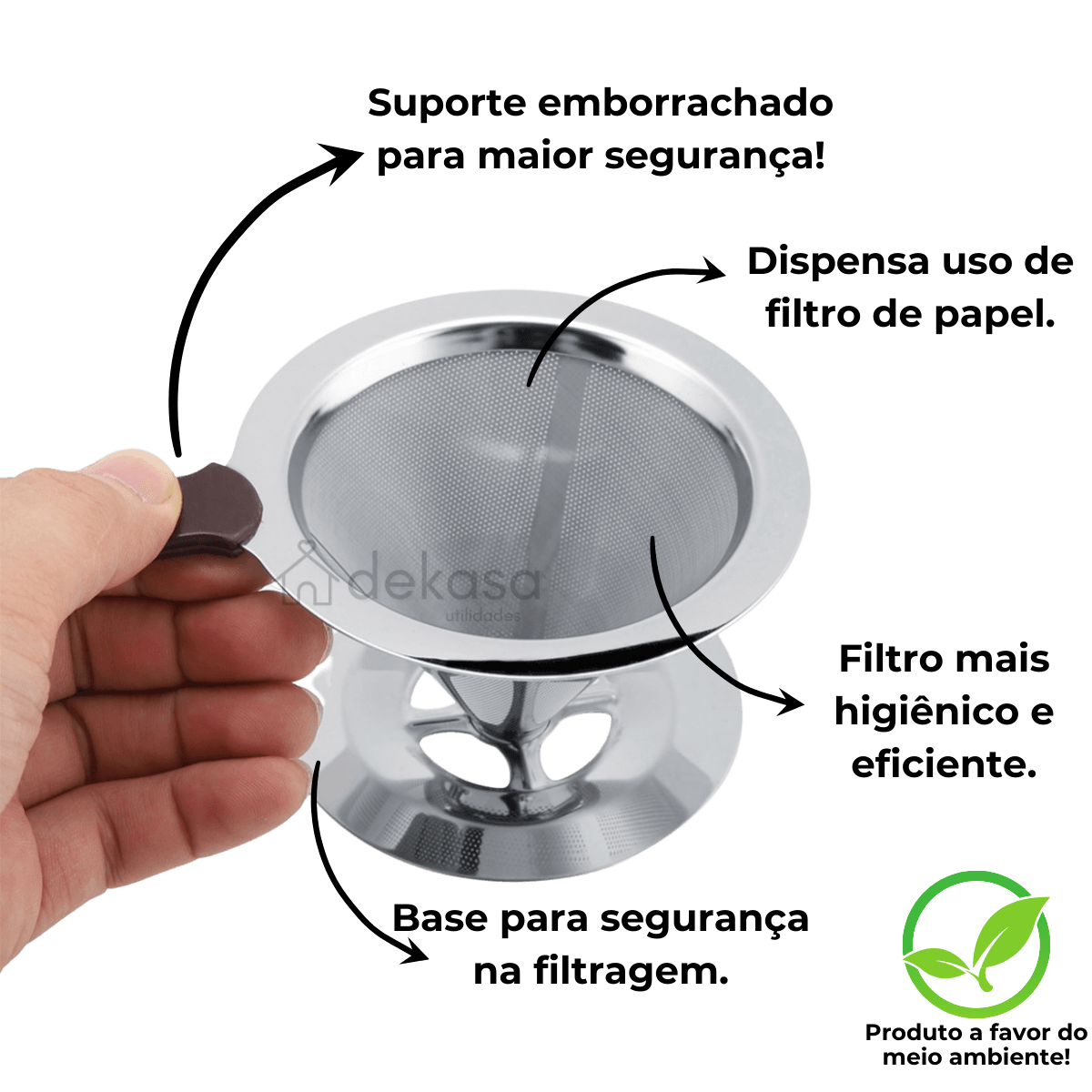 Coador de Café em Inox Filtro Reutilizável Com Base Tamanho 101