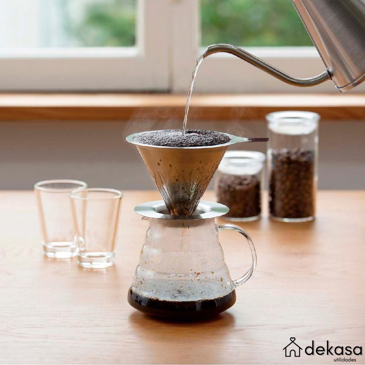 Coador de Café em Inox Filtro Reutilizável Com Base Tamanho 101
