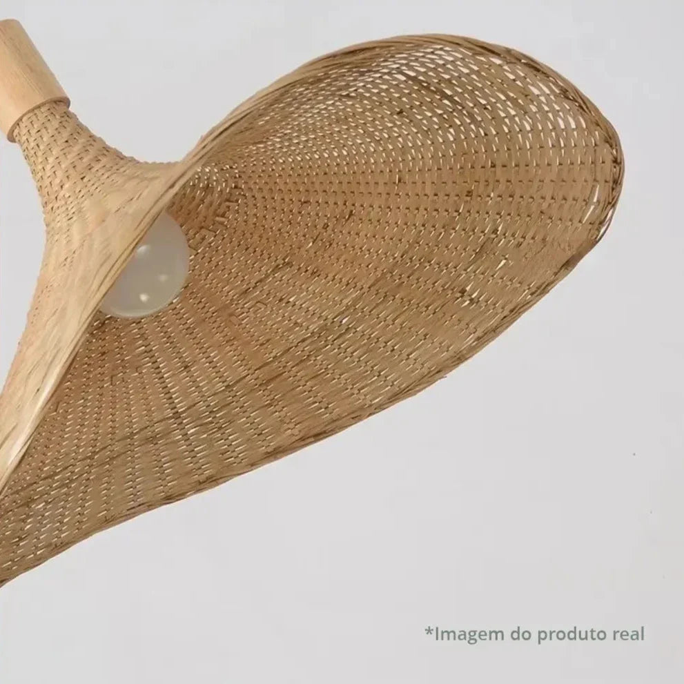 Kit 2 Luminárias Pendente de Rattan Hygge Hat