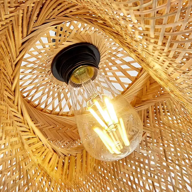 Kit 4 Luminárias Pendente Bambu Rattan