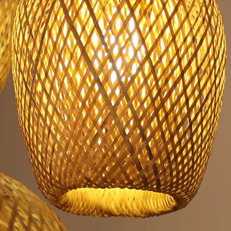 Kit 4 Luminárias Pendente Bambu Rattan