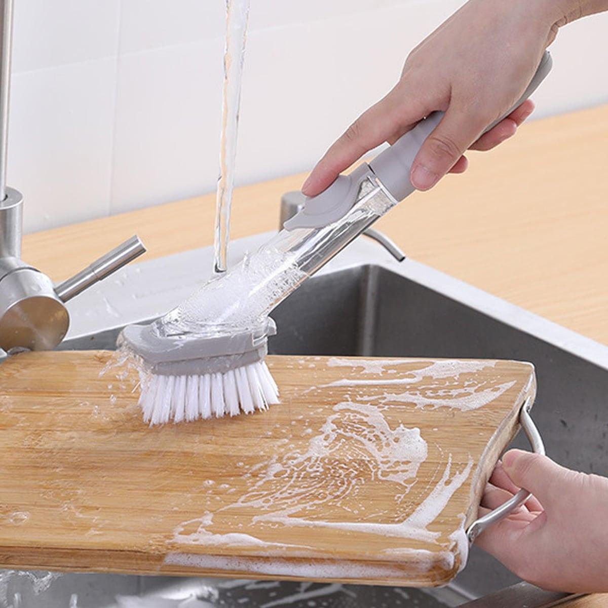 Escova Limpeza Lava Louça Porta Detergente Dispenser 2 em 1