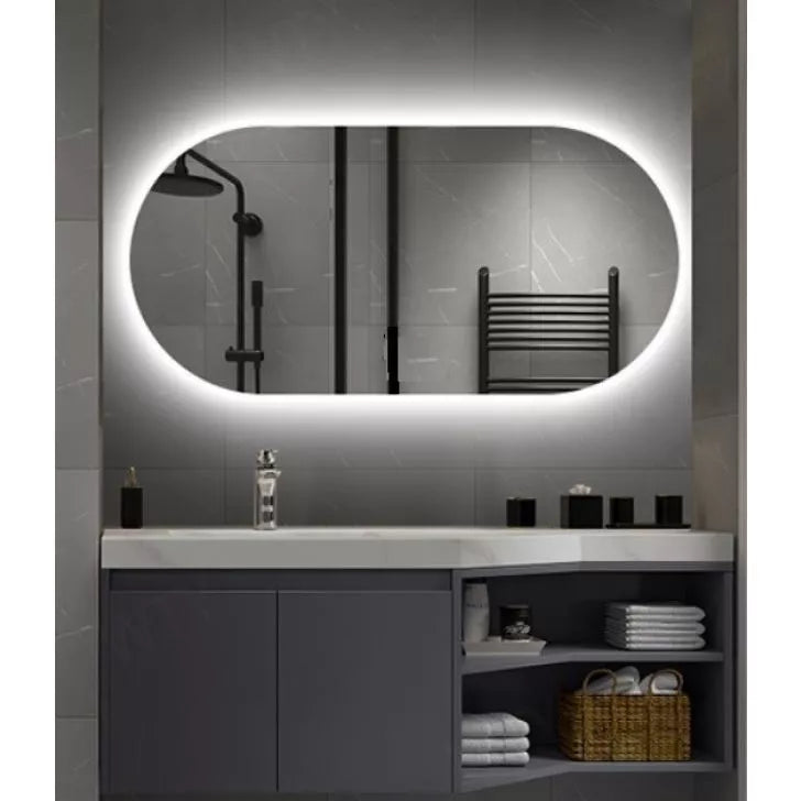 LumiOval™ – Espelho Oval com LED Quente e Frio | Sem Fio, Elegante e Funcional 🪞💡