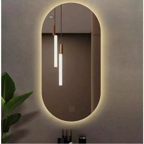 LumiOval™ – Espelho Oval com LED Quente e Frio | Sem Fio, Elegante e Funcional 🪞💡